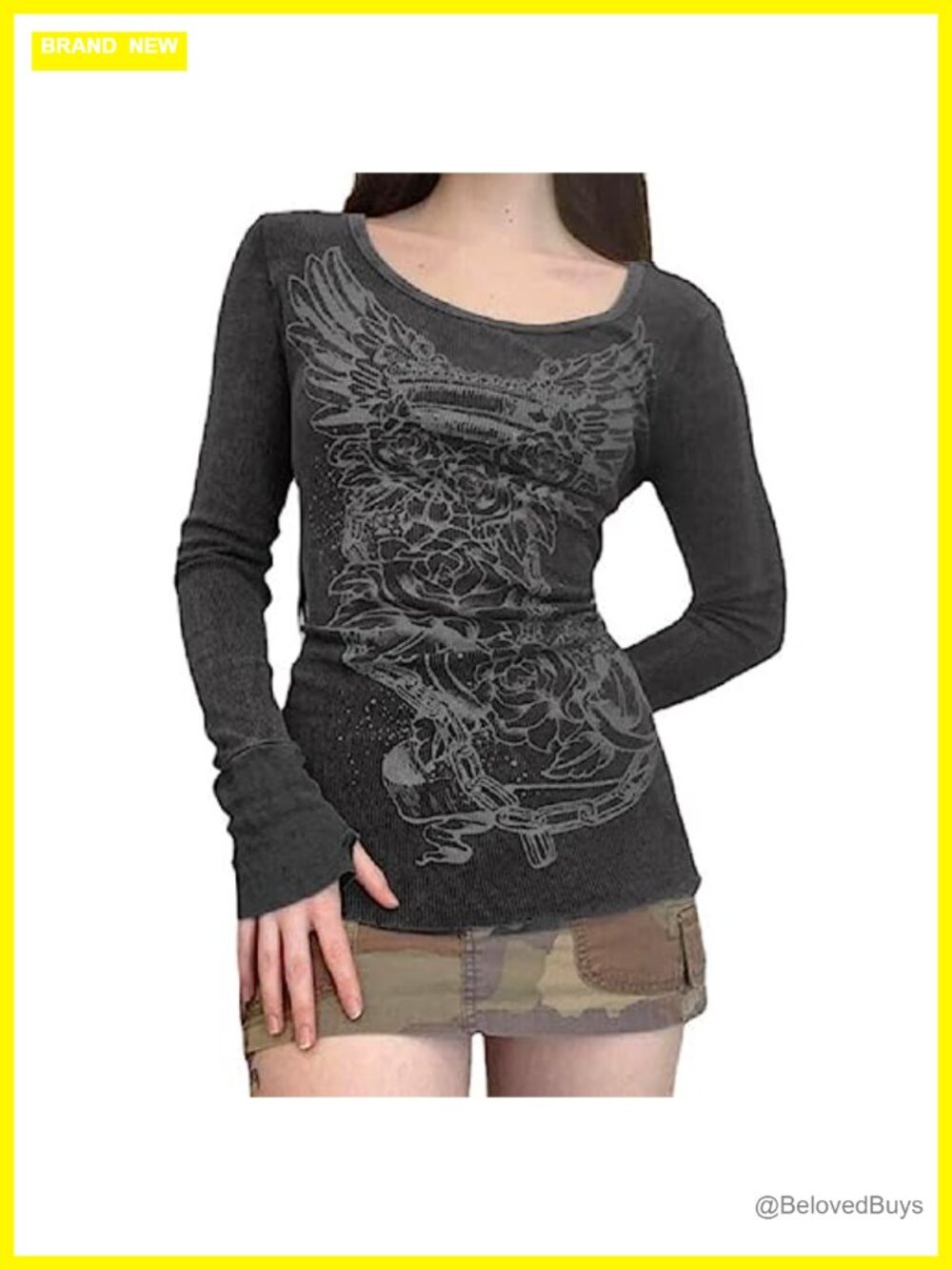 Y2K Grunge Graphic Long Sleeve Tee Fairycore Aesthetic Streetwear Top
